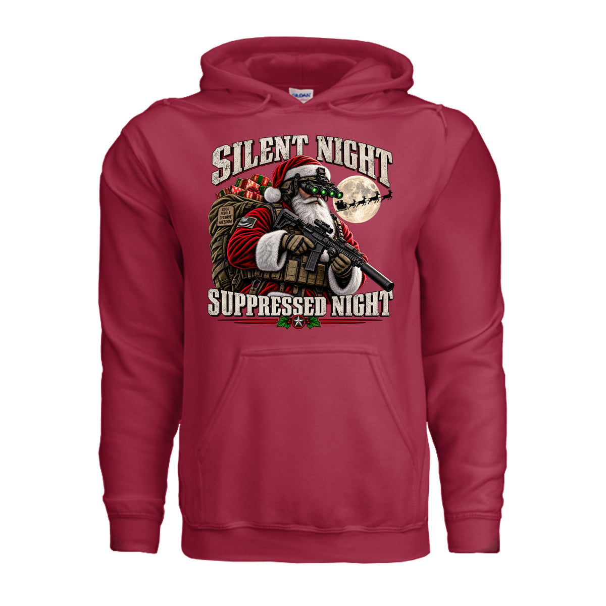 Silent Night Suppressed Night Hoodie - Cherry Red | Ironsight Syndicate