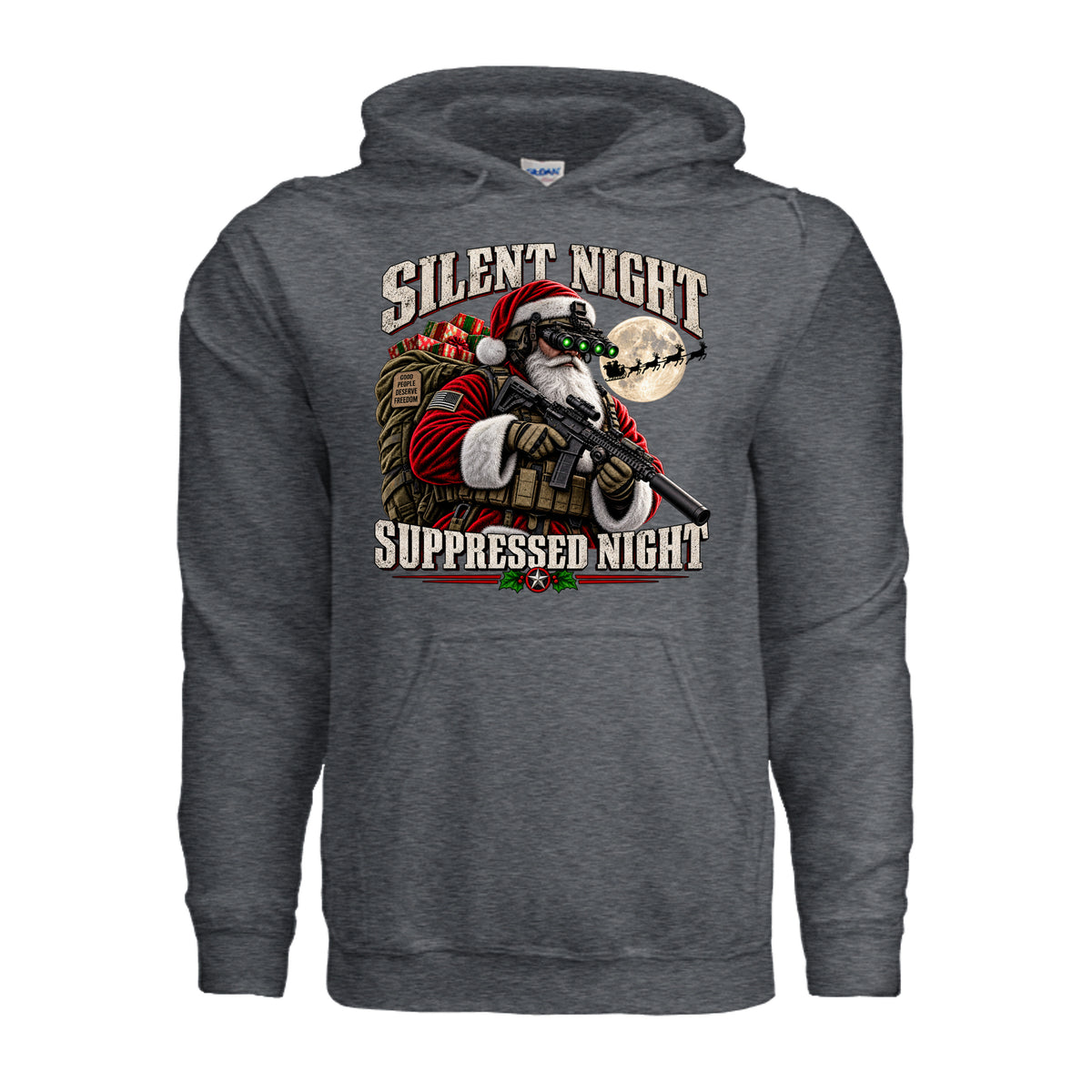 Silent Night Suppressed Night Hoodie - Dark Heather | Ironsight Syndicate