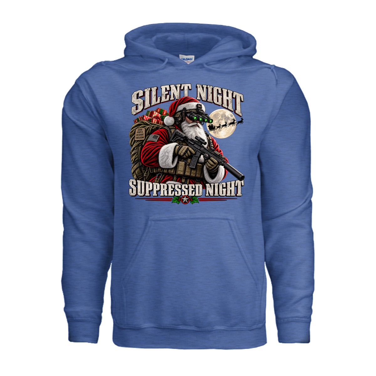 Silent Night Suppressed Night Hoodie - Heather Deep Royal | Ironsight Syndicate