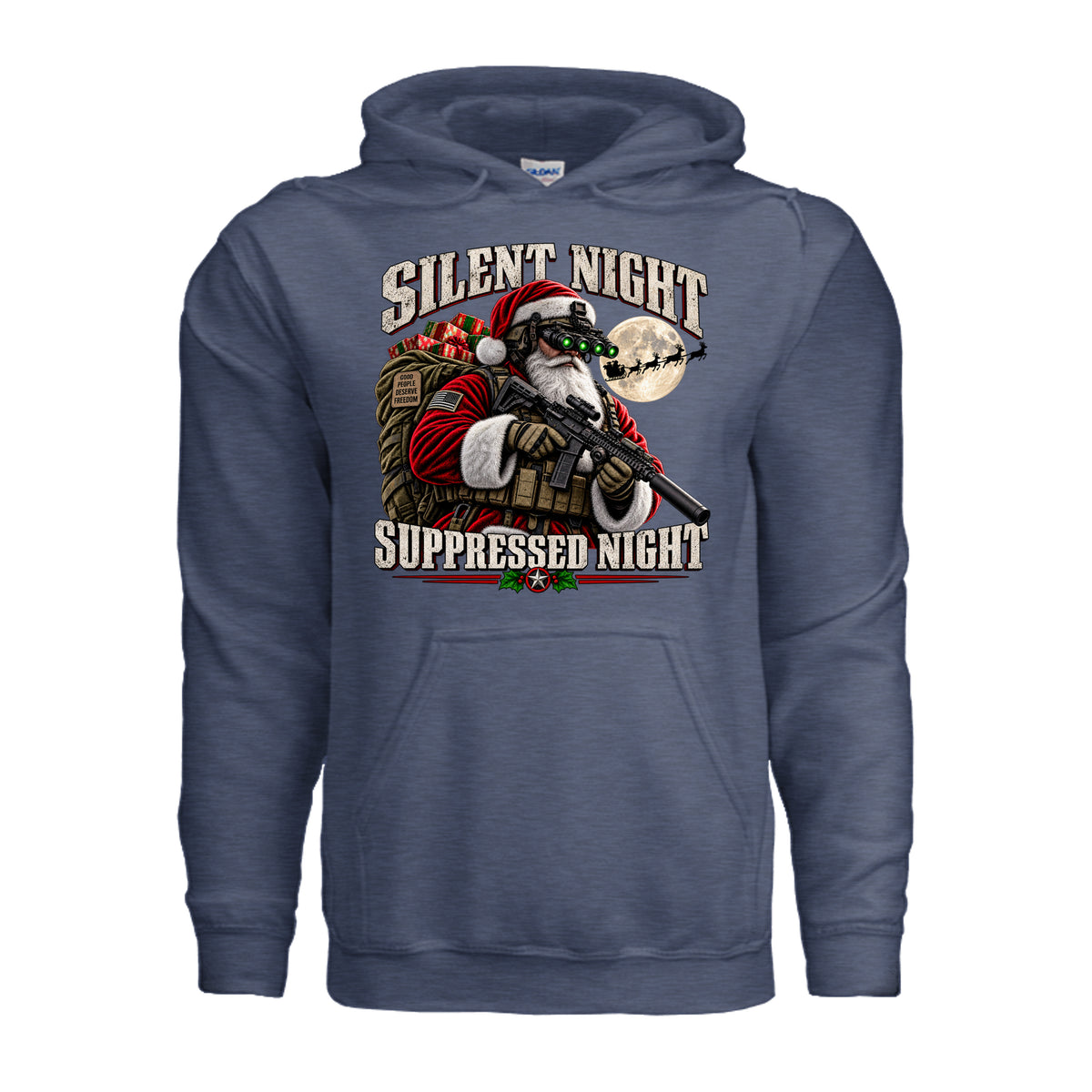 Silent Night Suppressed Night Hoodie - Heather Sport Dark Navy | Ironsight Syndicate