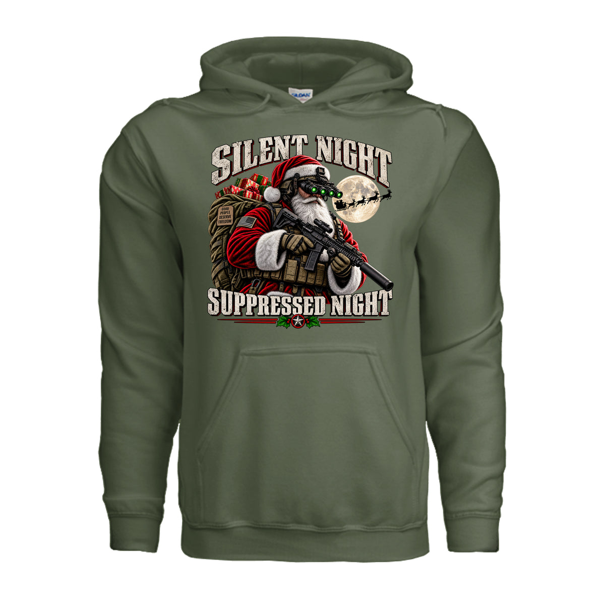 Silent Night Suppressed Night Hoodie - Military Green | Ironsight Syndicate