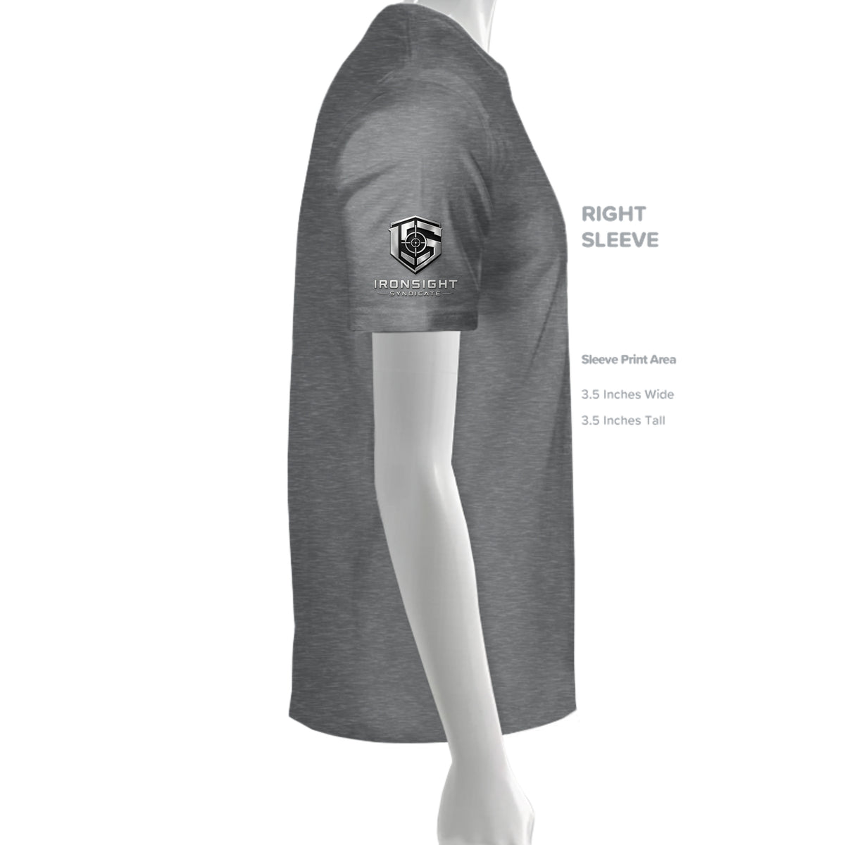 The Warrior's Path T-Shirt - Graphite Heather (Right Sleeve) | Ironsight Syndicate