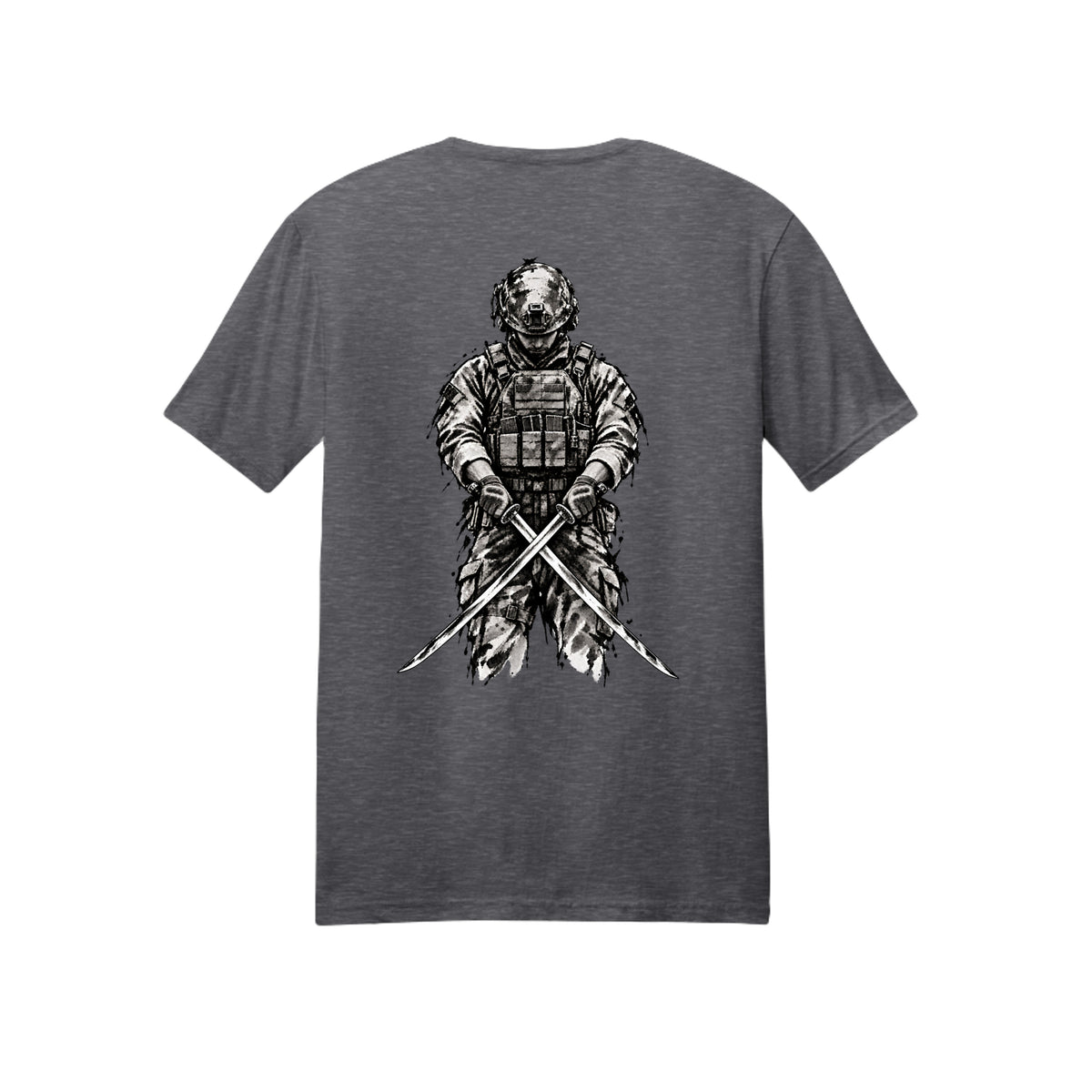 The Warrior's Path T-Shirt - Heather Dark Grey (Back) | Ironsight Syndicate