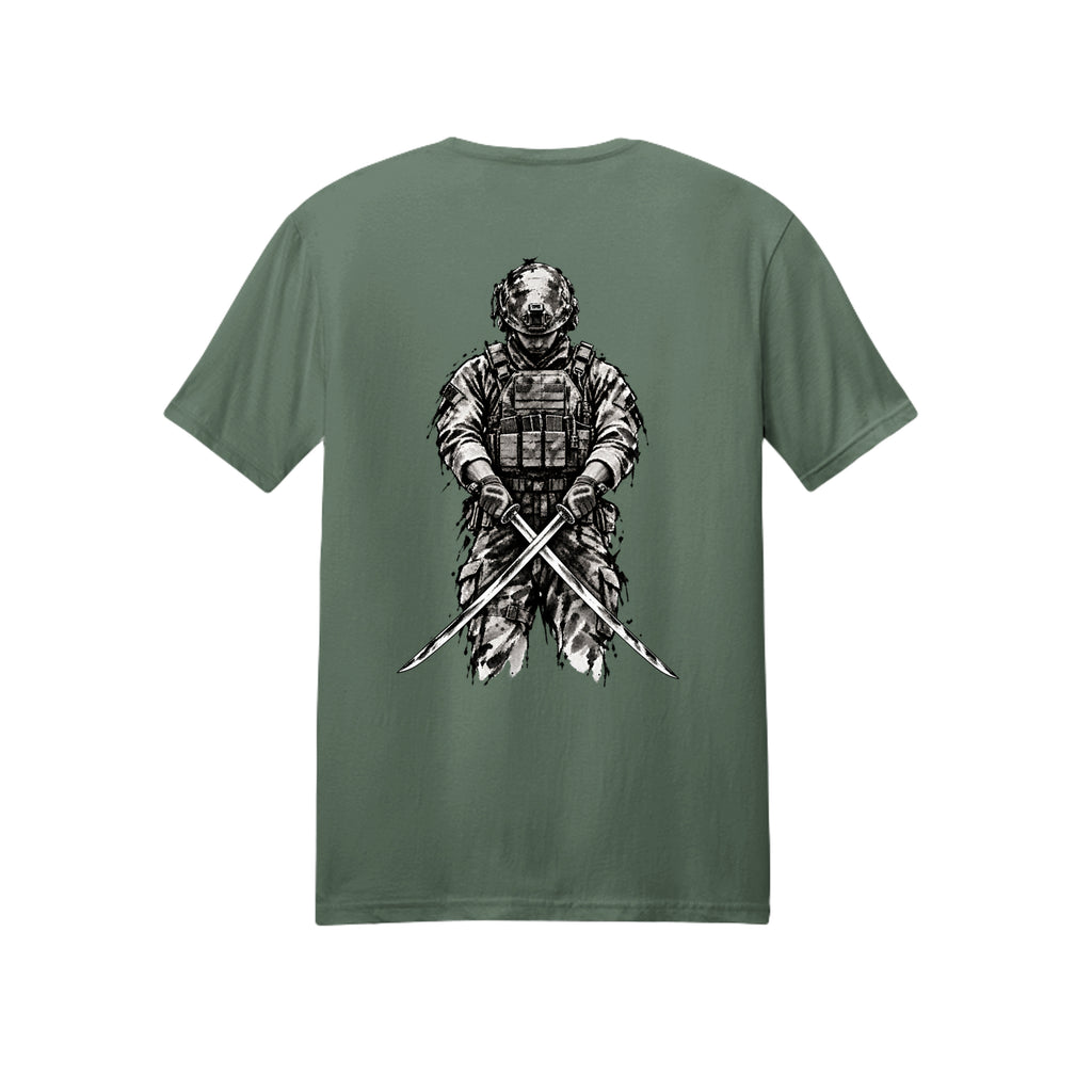 The Warrior's Path T-Shirt - Military Green (Back) | Ironsight Syndicate