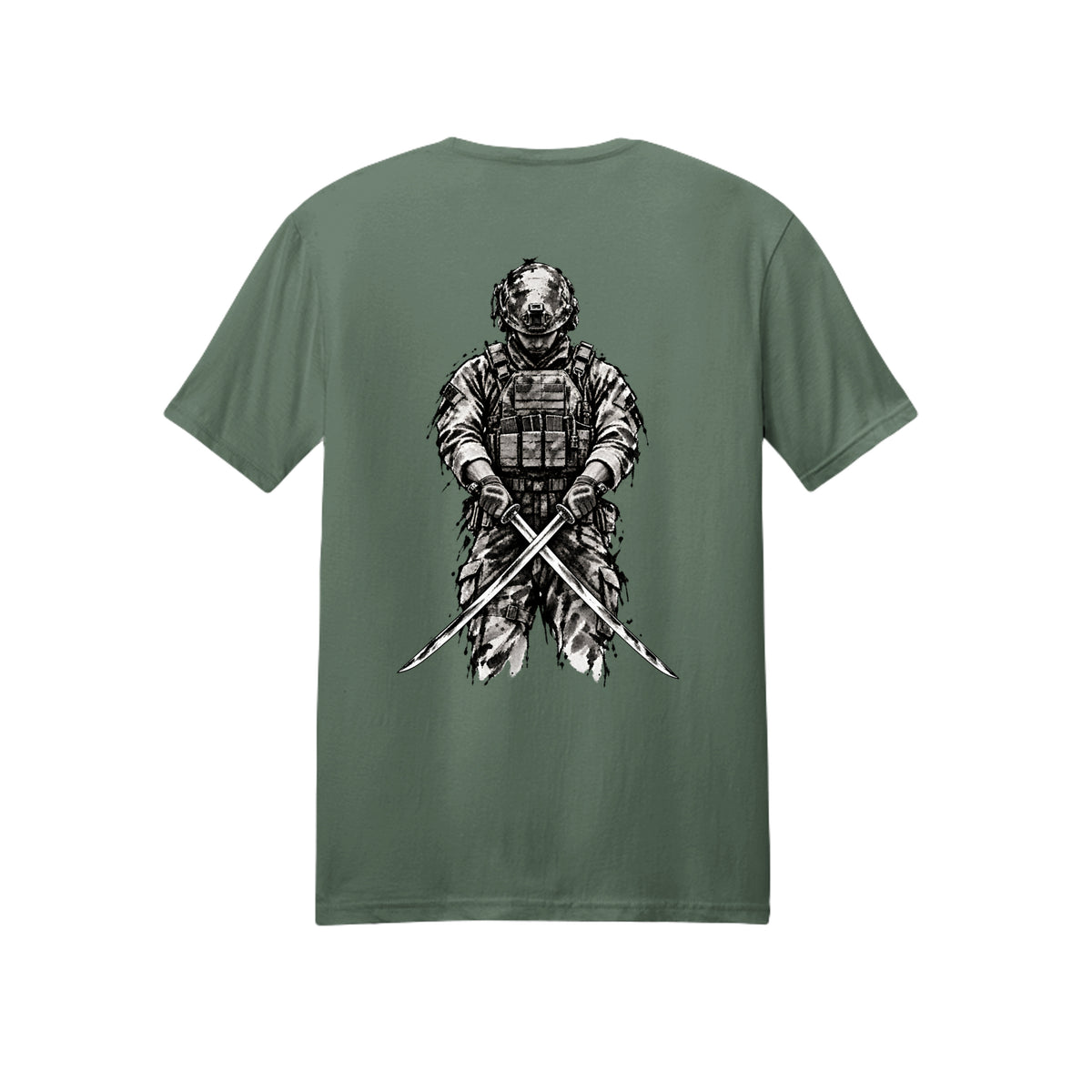 The Warrior's Path T-Shirt - Military Green (Back) | Ironsight Syndicate