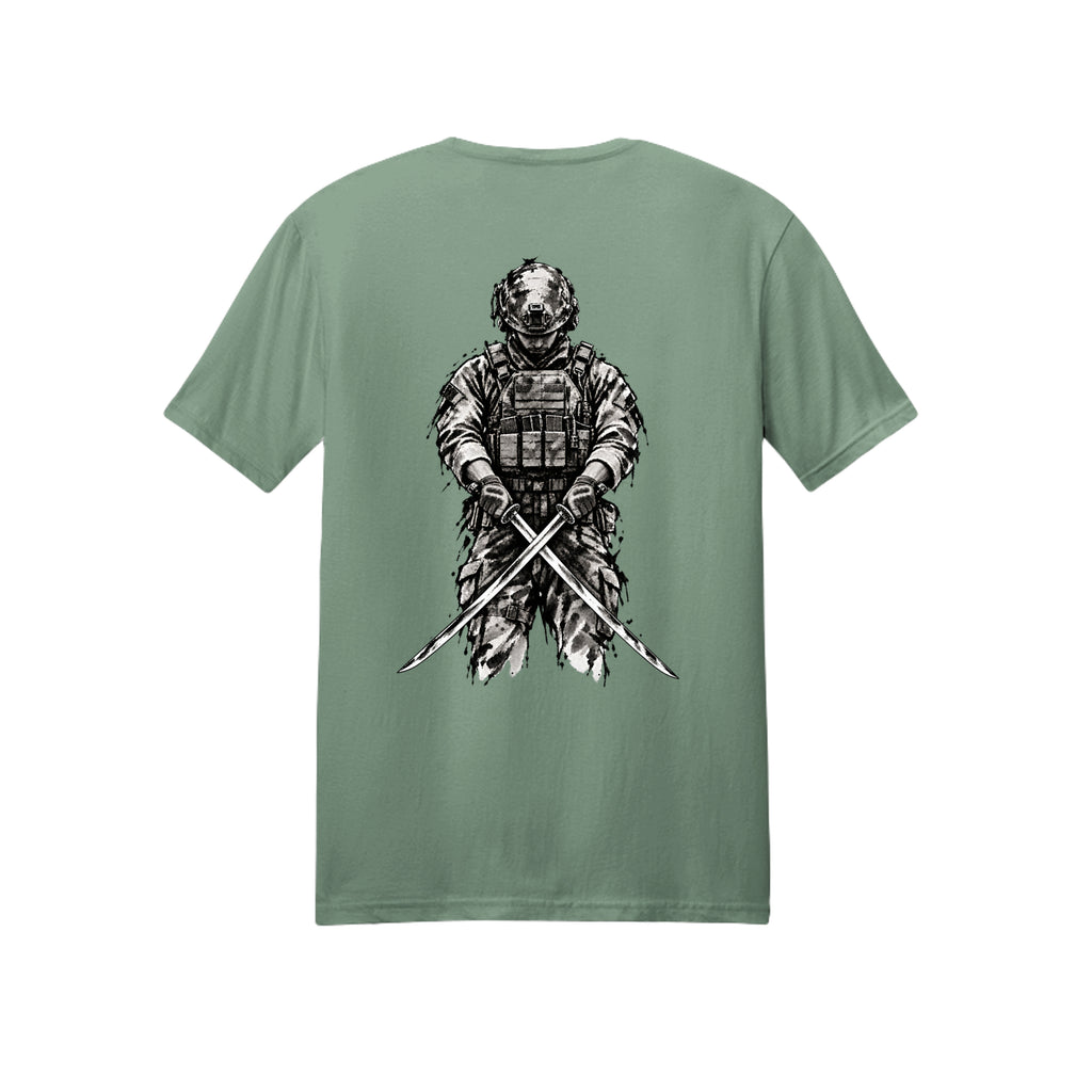 The Warrior's Path T-Shirt - Sage (Back) | Ironsight Syndicate