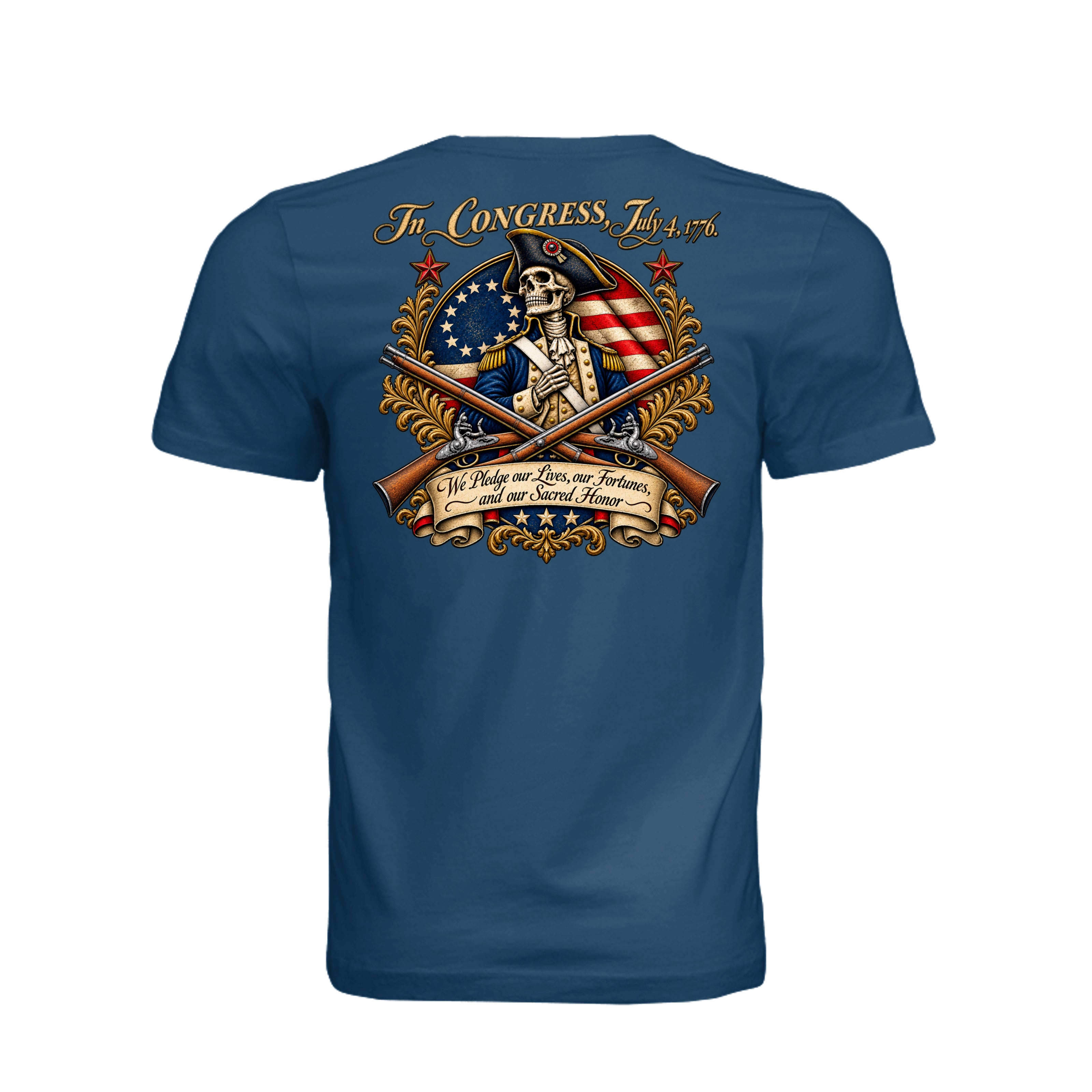 Sacred Honor T-Shirt in Cool Blue - Back