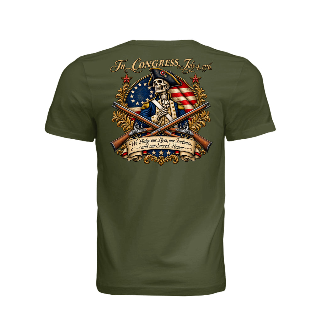 Sacred Honor T-Shirt in Olive - Back