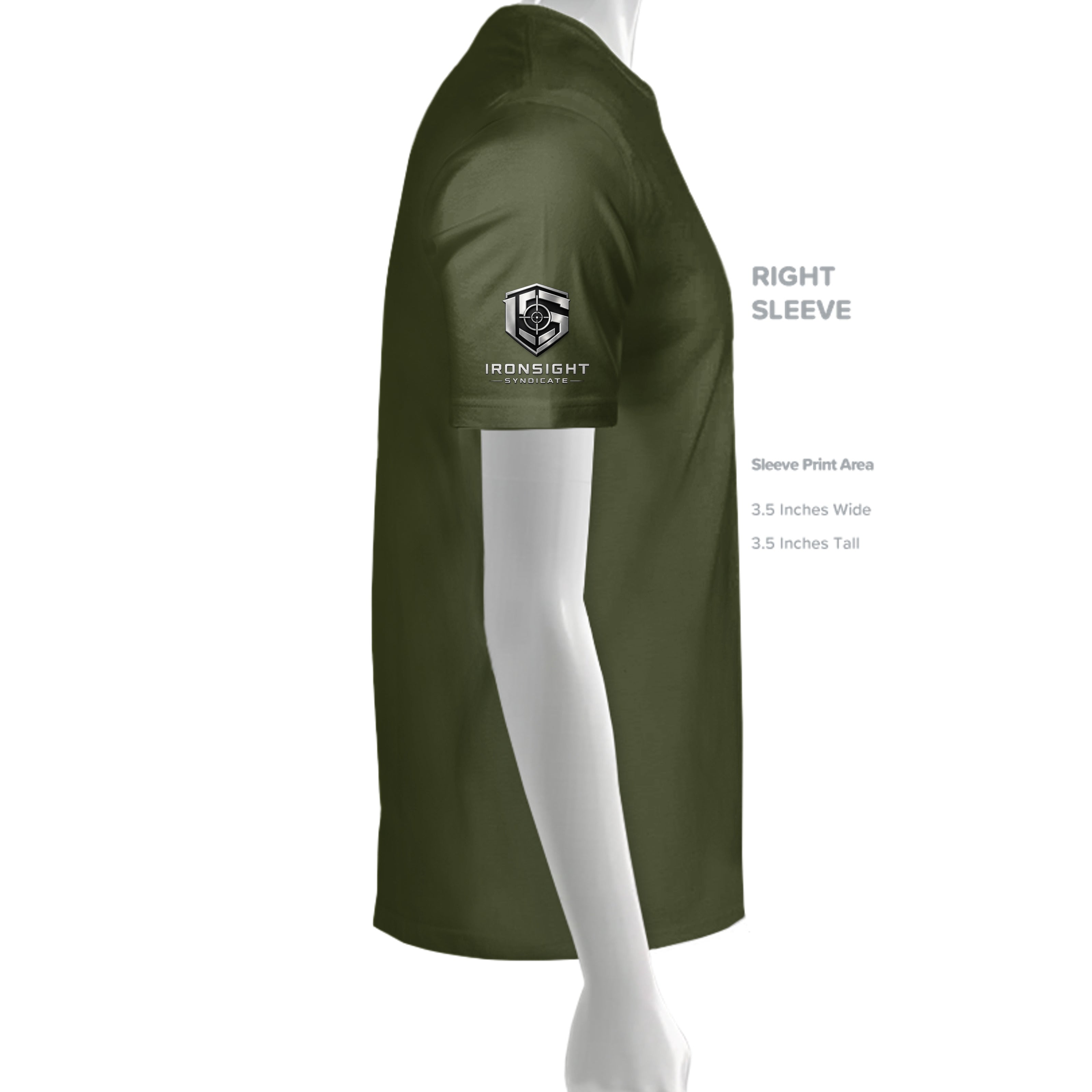 Sacred Honor T-Shirt in Olive - Right Sleeve