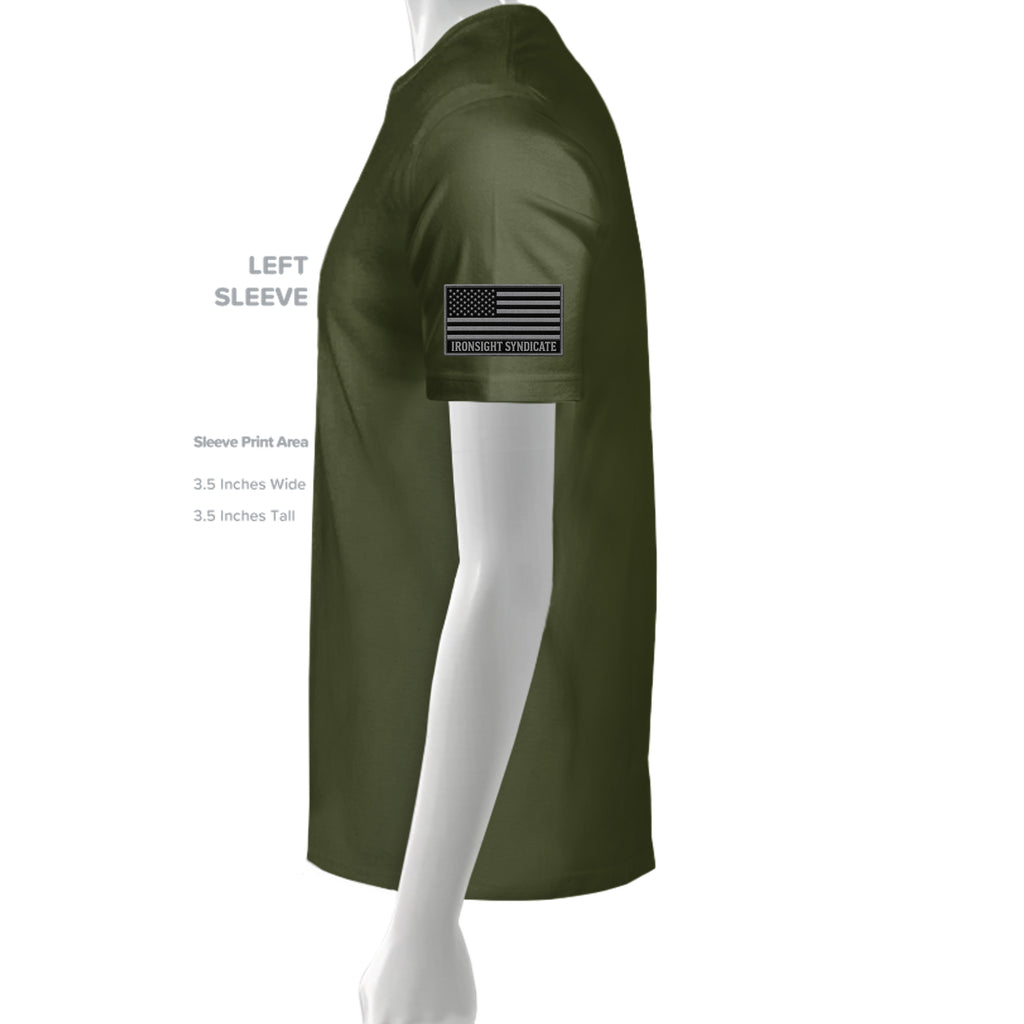 Sacred Honor T-Shirt in Olive - Left Sleeve