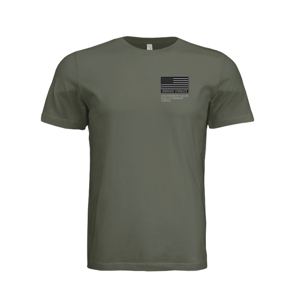 Common Virtue T-Shirt in Dark Olive - Front