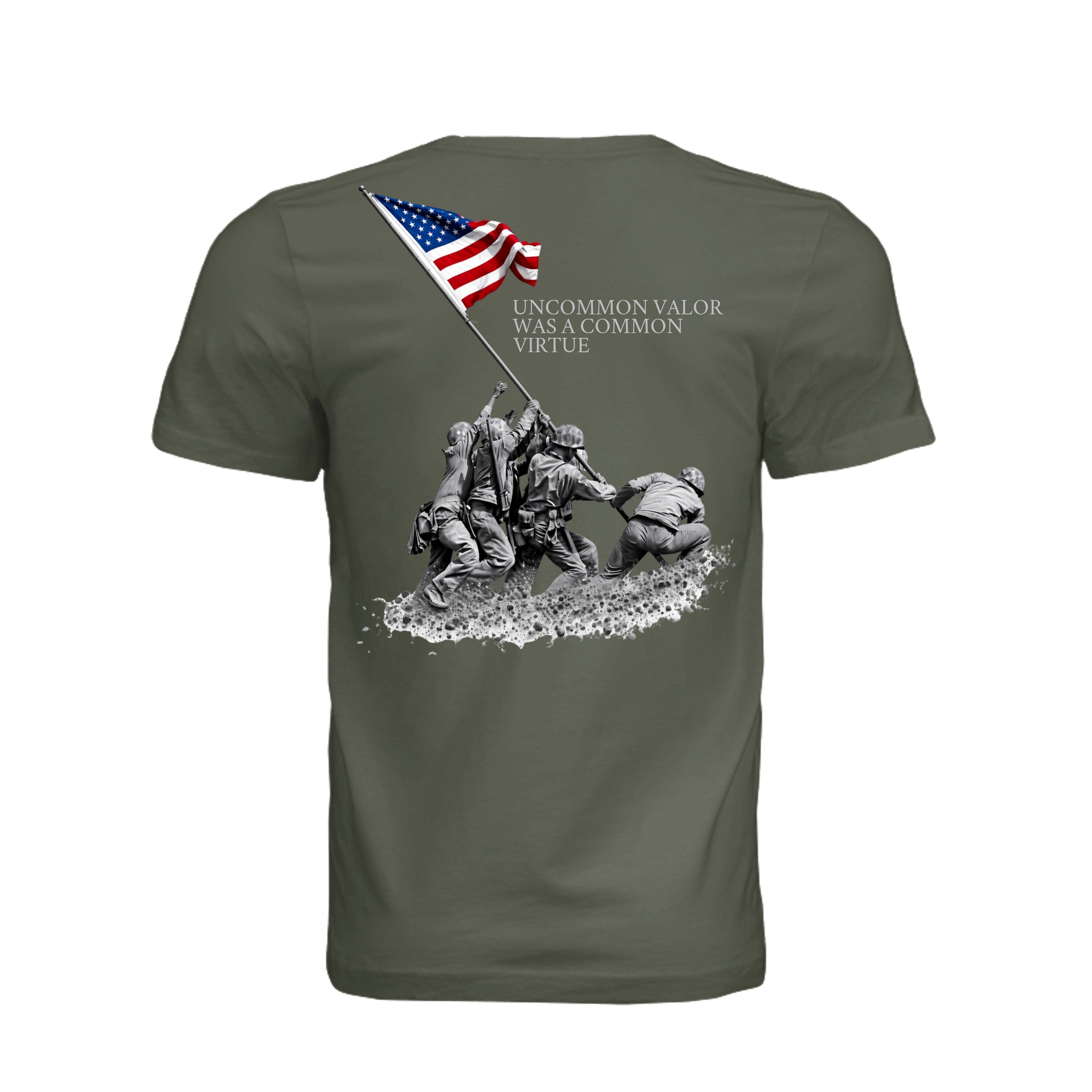 Common Virtue T-Shirt in Dark Olive - Back