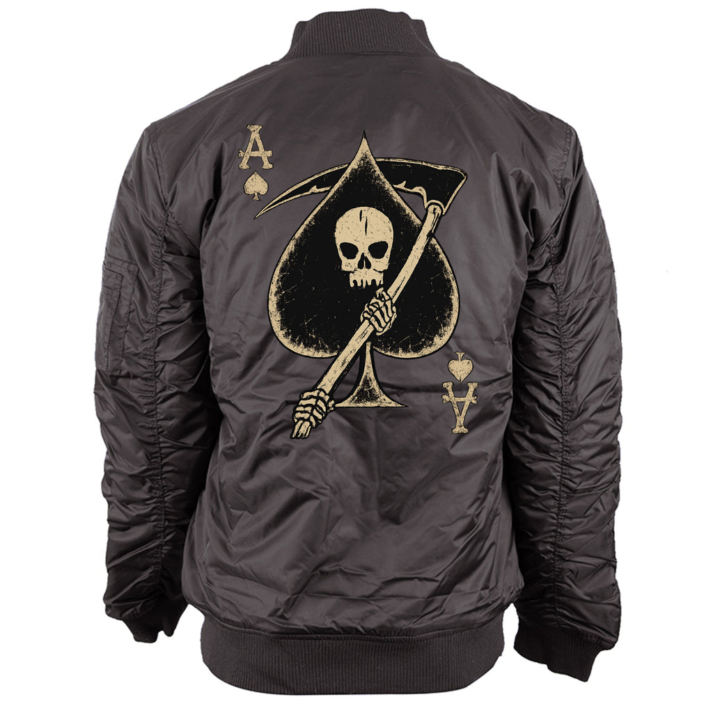Death Card Bomber Jacket in Black - Back