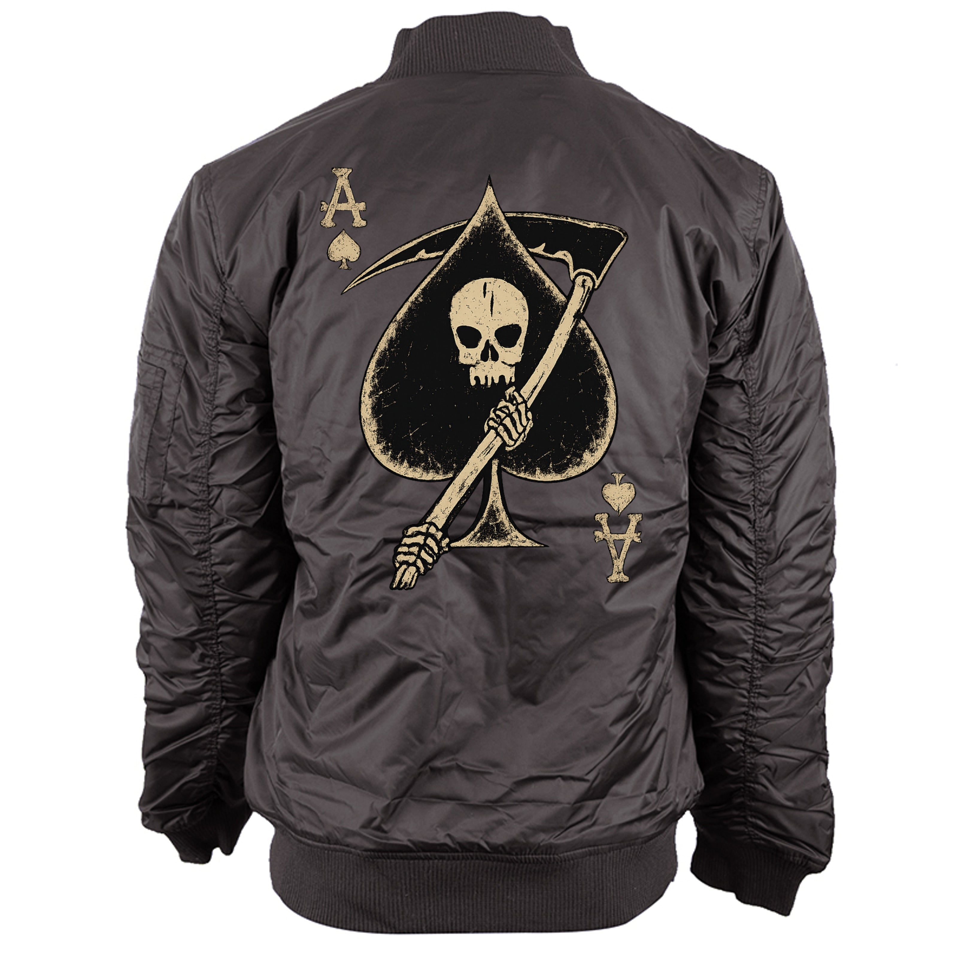 Death Card Bomber Jacket in Black - Back
