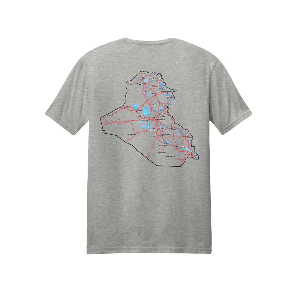 Iraq Veteran Detailed Map T-Shirt - Ash (Back) | Ironsight Syndicate