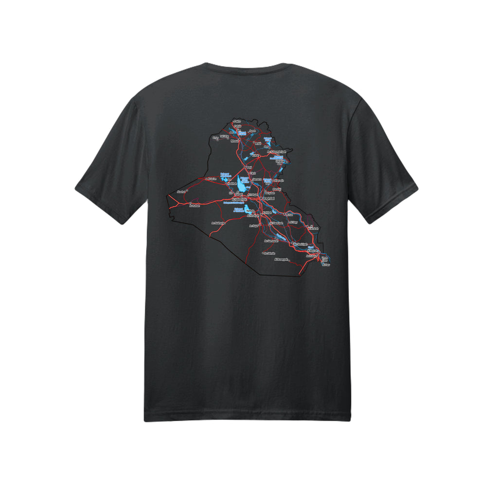 Iraq Veteran Detailed Map T-Shirt - Black (Back) | Ironsight Syndicate