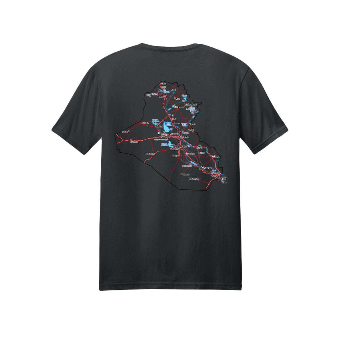 Iraq Veteran Detailed Map T-Shirt - Black (Back) | Ironsight Syndicate