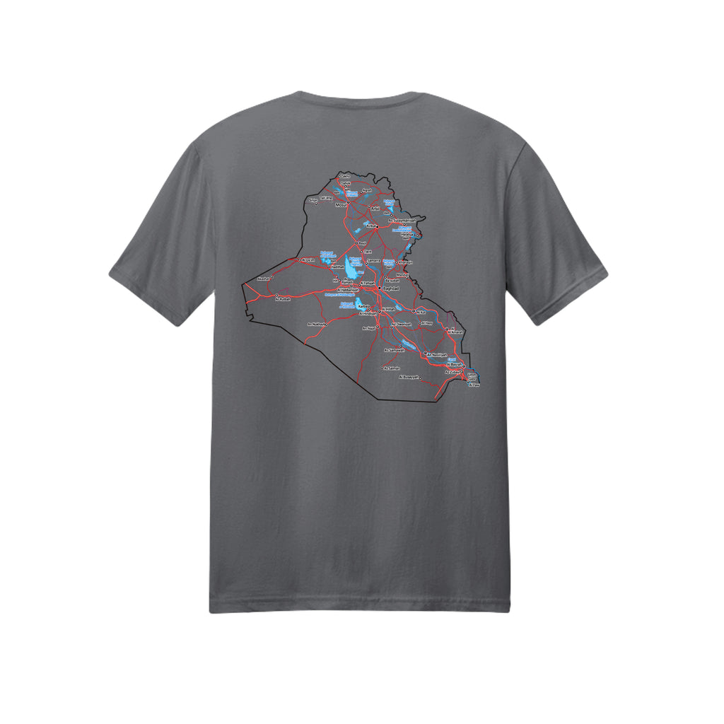 Iraq Veteran Detailed Map T-Shirt - Charcoal (Back) | Ironsight Syndicate