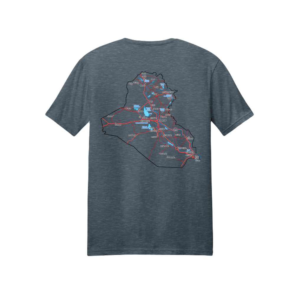 Iraq Veteran Detailed Map T-Shirt - Dark Heather (Back) | Ironsight Syndicate