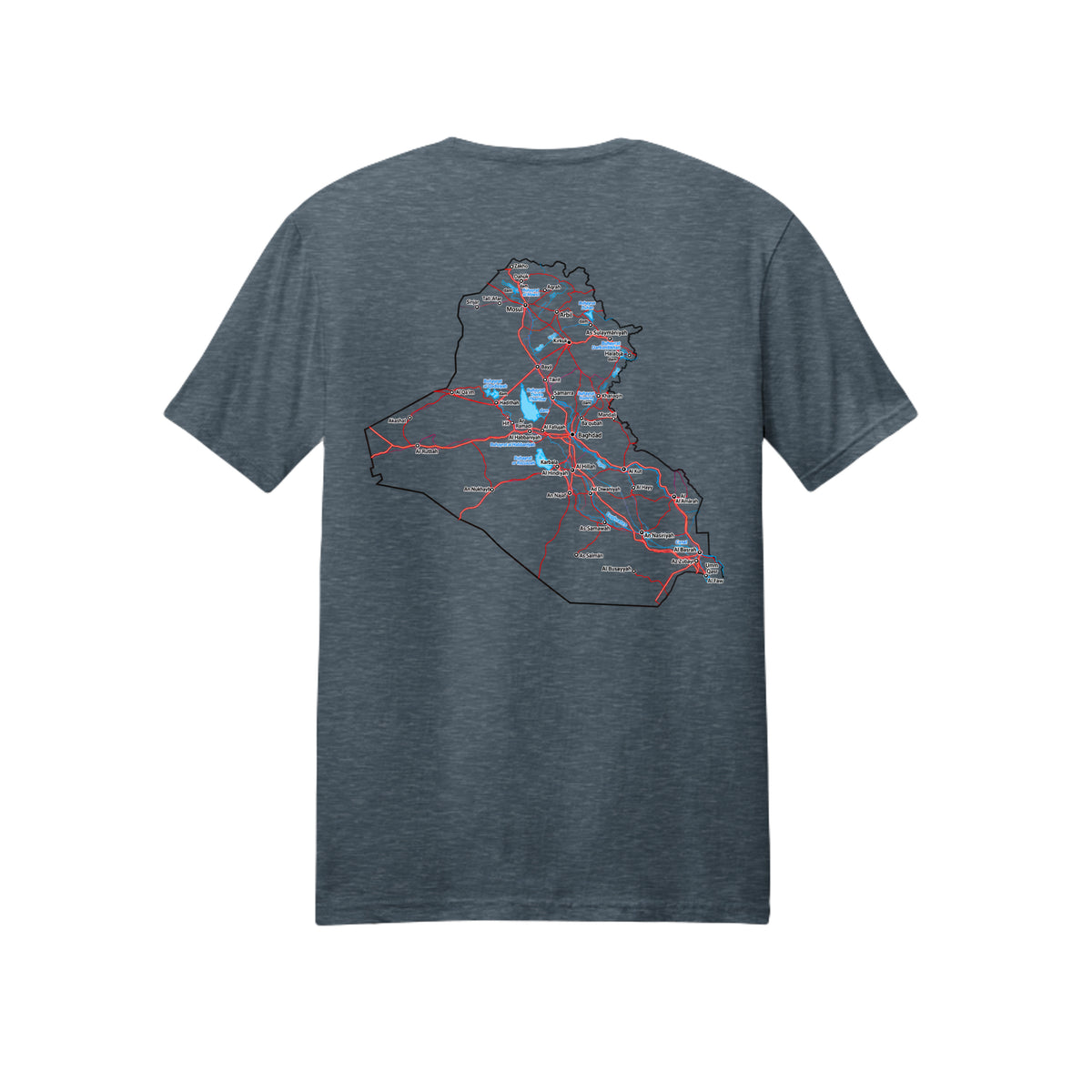 Iraq Veteran Detailed Map T-Shirt - Dark Heather (Back) | Ironsight Syndicate