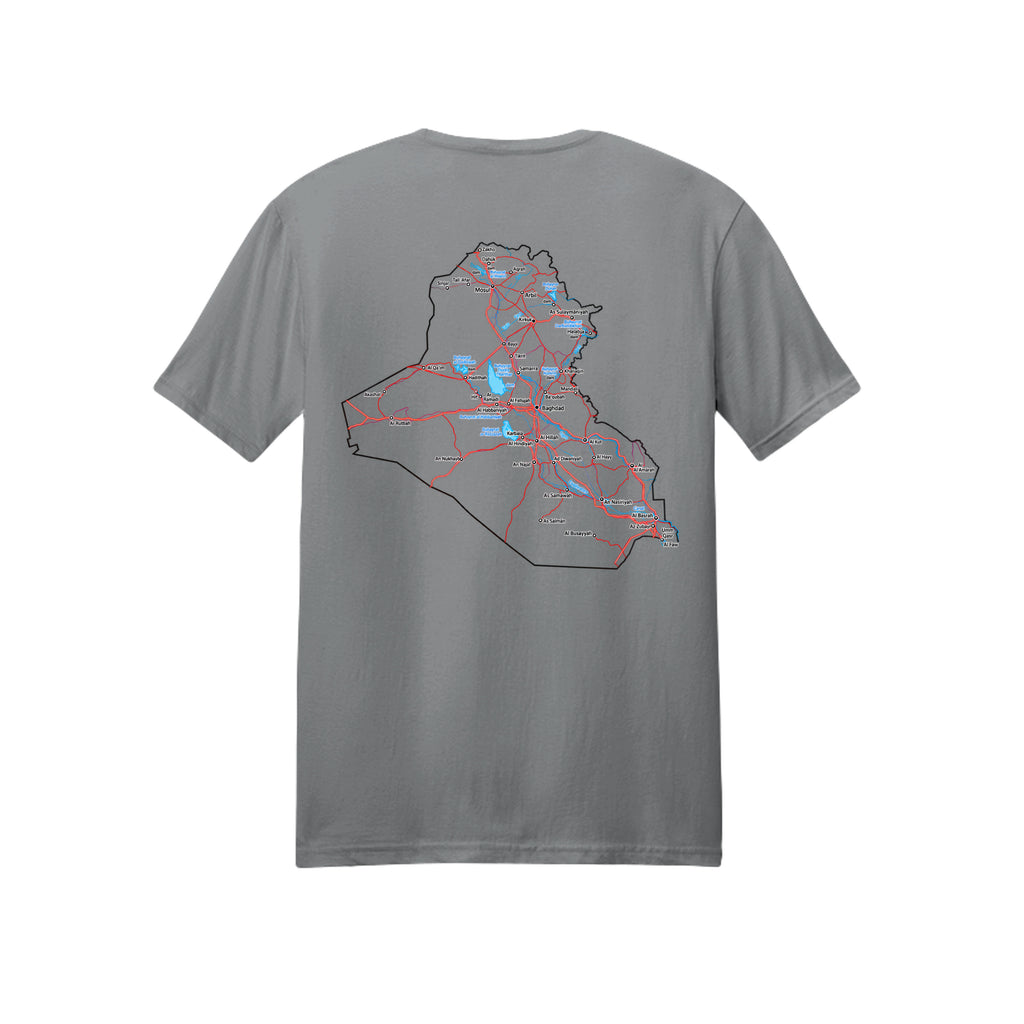 Iraq Veteran Detailed Map T-Shirt - Gravel (Back) | Ironsight Syndicate