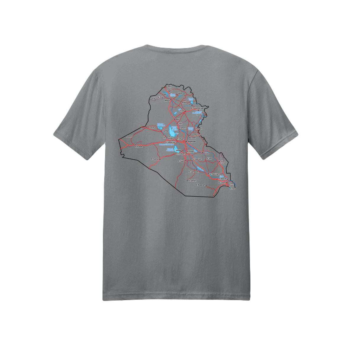 Iraq Veteran Detailed Map T-Shirt - Gravel (Back) | Ironsight Syndicate