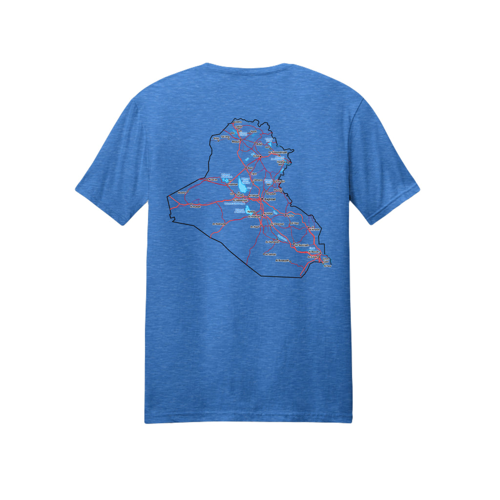 Iraq Veteran Detailed Map T-Shirt - Heather Royal (Back) | Ironsight Syndicate