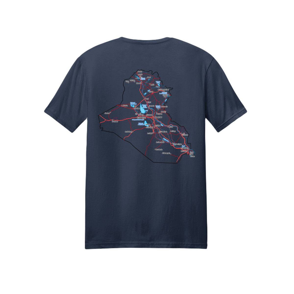 Iraq Veteran Detailed Map T-Shirt - Navy (Back) | Ironsight Syndicate