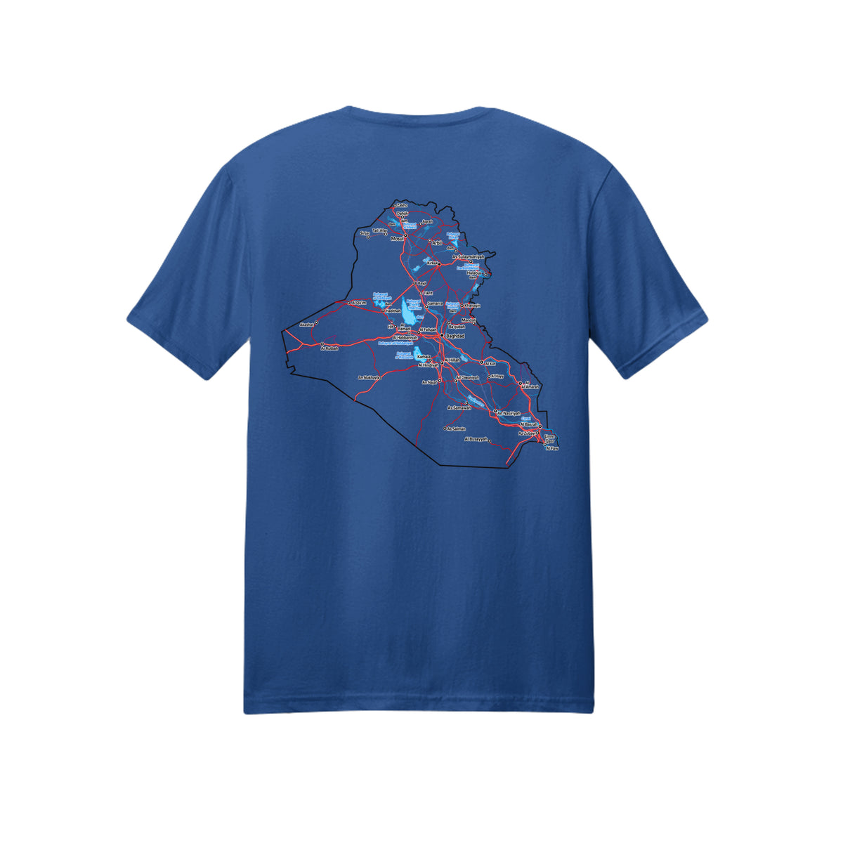 Iraq Veteran Detailed Map T-Shirt - Royal (Back) | Ironsight Syndicate