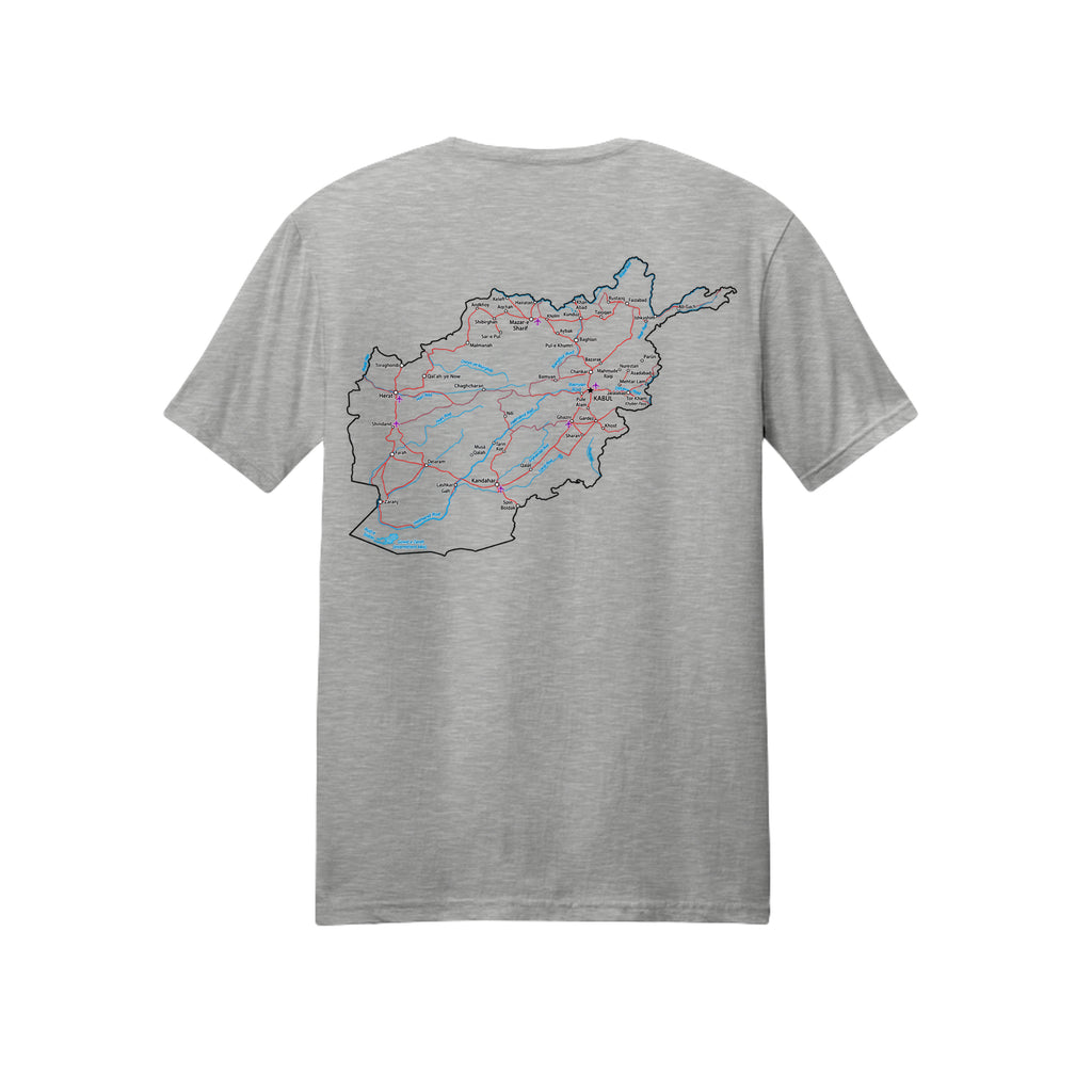 Afghanistan Veteran Detailed Map T-Shirt - Ash (Back) | Ironsight Syndicate