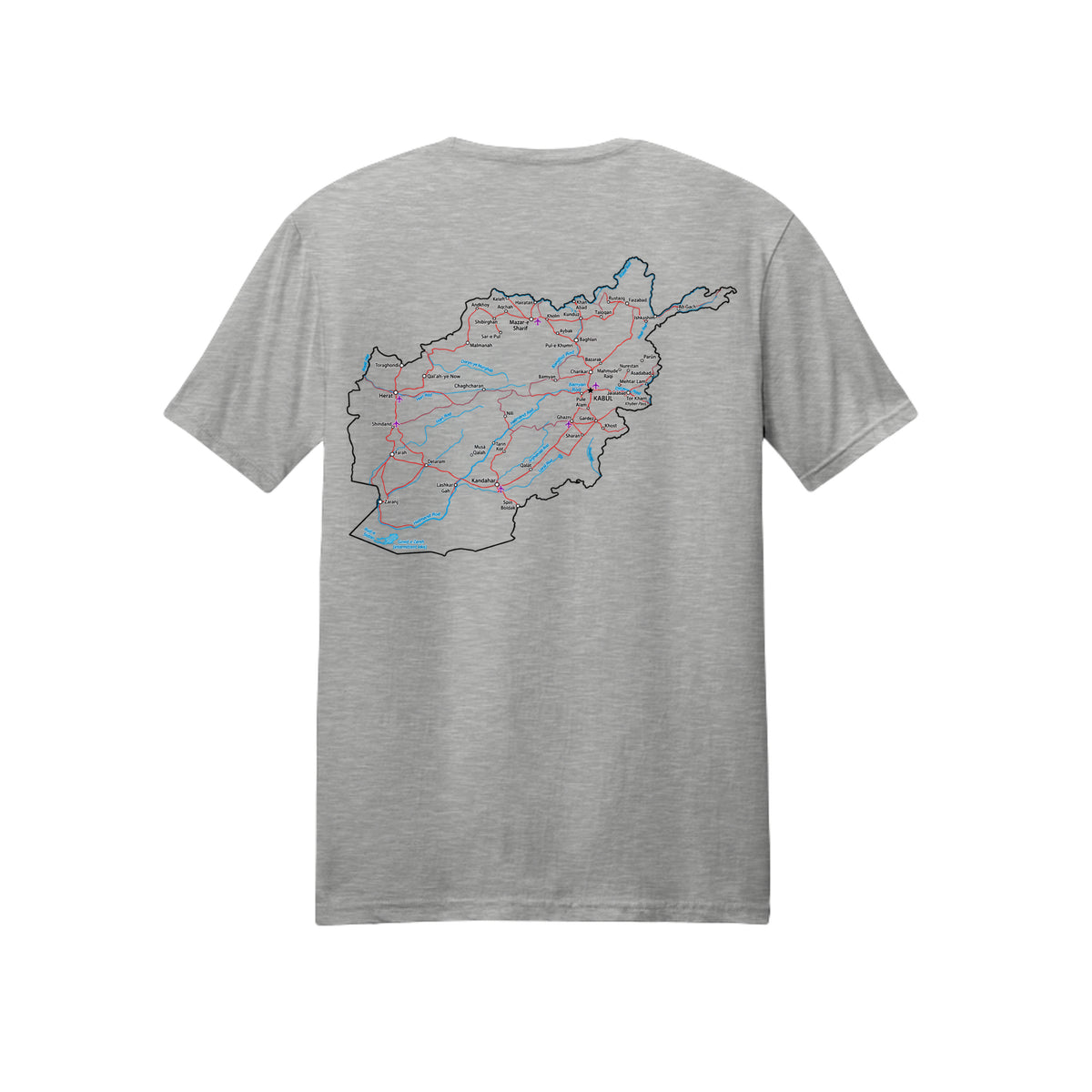 Afghanistan Veteran Detailed Map T-Shirt - Ash (Back) | Ironsight Syndicate