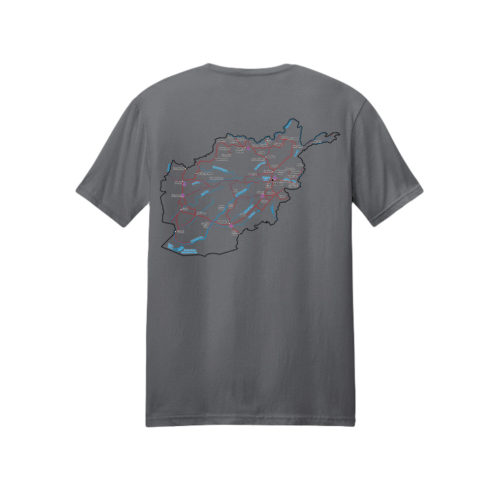 Afghanistan Veteran Detailed Map T-Shirt - Charcoal (Back) | Ironsight Syndicate