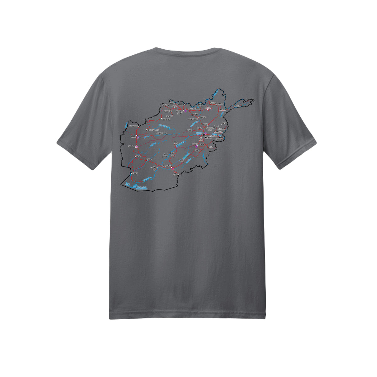 Afghanistan Veteran Detailed Map T-Shirt - Charcoal (Back) | Ironsight Syndicate