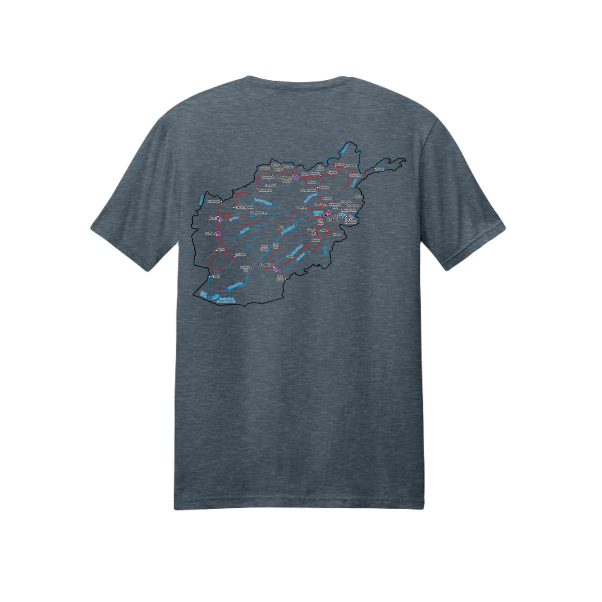 Afghanistan Veteran Detailed Map T-Shirt - Dark Heather (Back) | Ironsight Syndicate