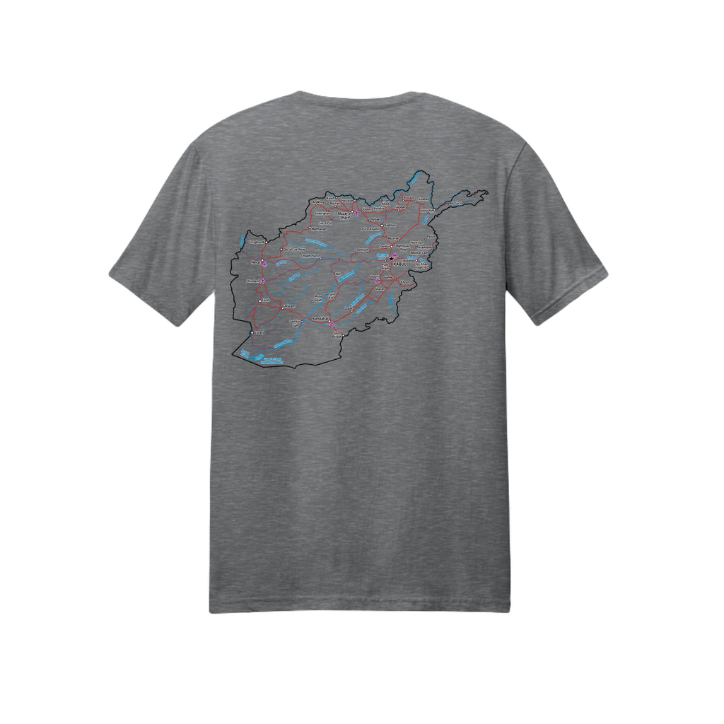 Afghanistan Veteran Detailed Map T-Shirt - Graphite Heather (Back) | Ironsight Syndicate