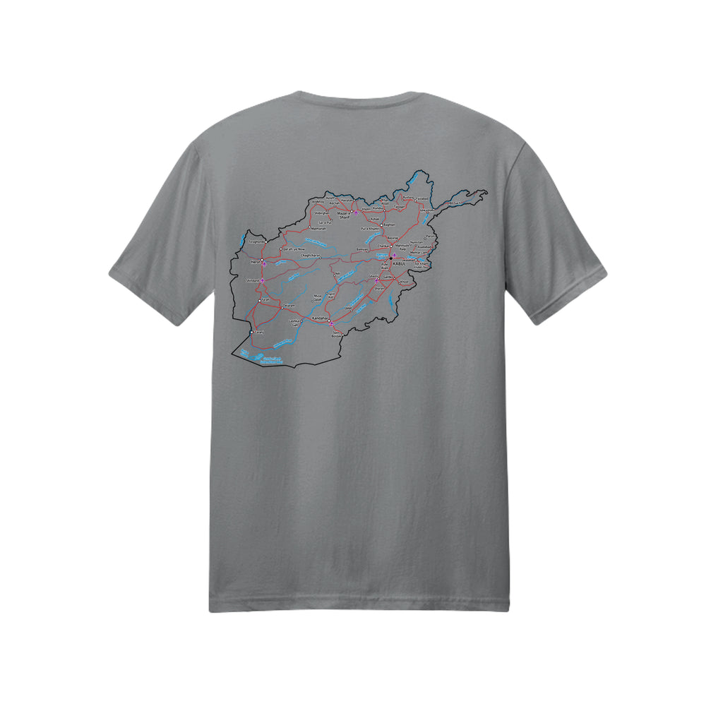 Afghanistan Veteran Detailed Map T-Shirt - Gravel (Back) | Ironsight Syndicate