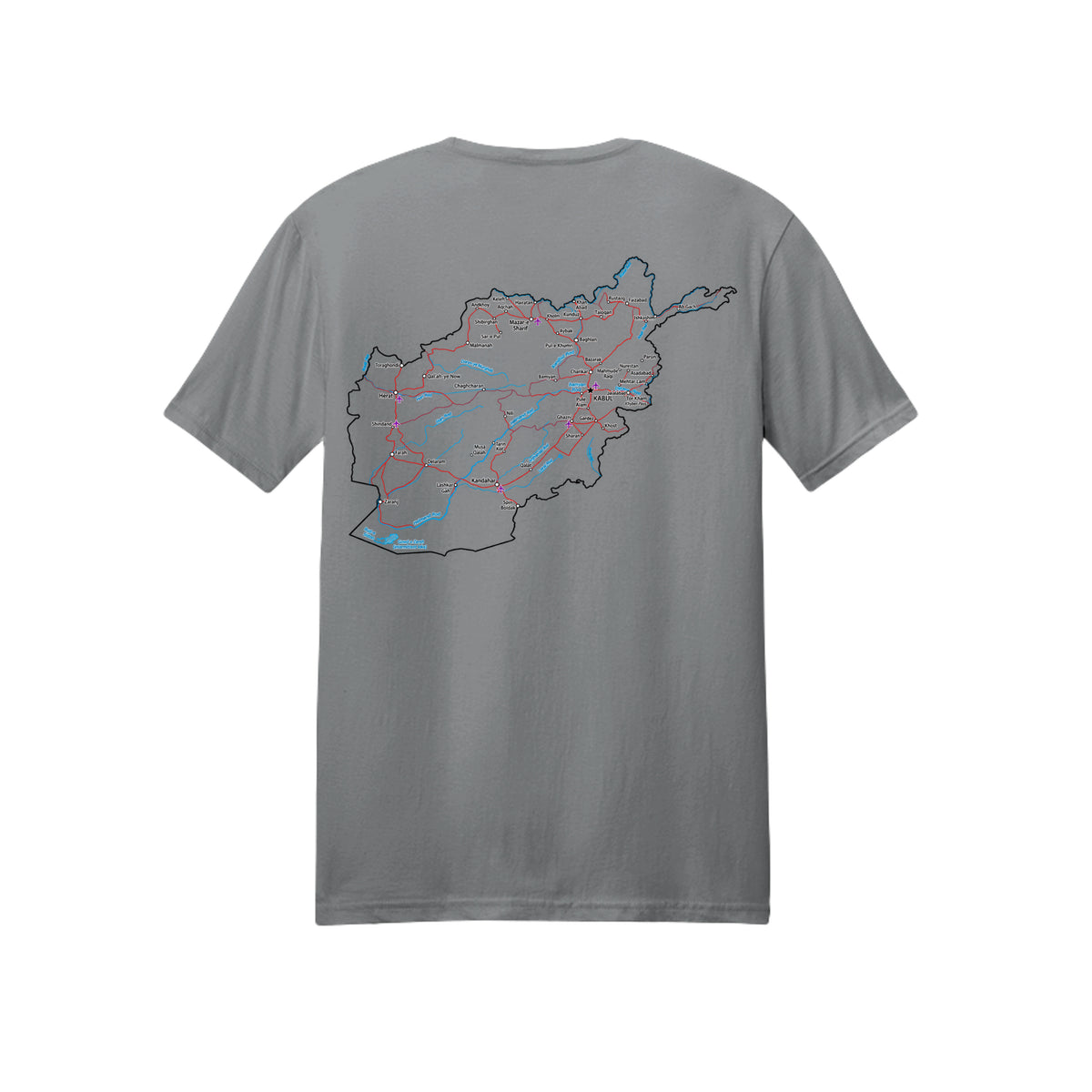 Afghanistan Veteran Detailed Map T-Shirt - Gravel (Back) | Ironsight Syndicate