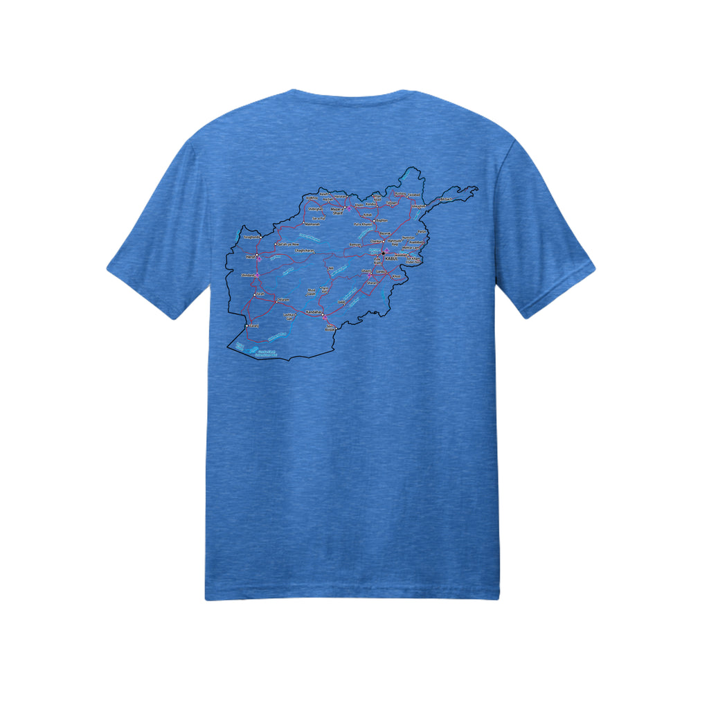 Afghanistan Veteran Detailed Map T-Shirt - Heather Royal (Back) | Ironsight Syndicate