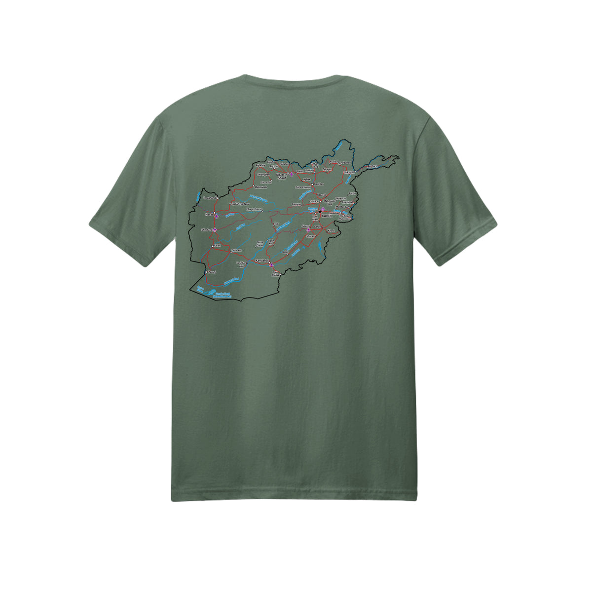 Afghanistan Veteran Detailed Map T-Shirt - Military Green (Back) | Ironsight Syndicate