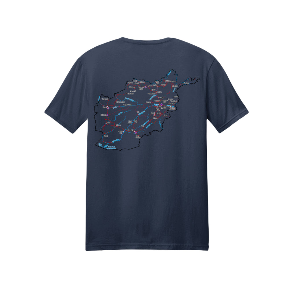 Afghanistan Veteran Detailed Map T-Shirt - Navy (Back) | Ironsight Syndicate