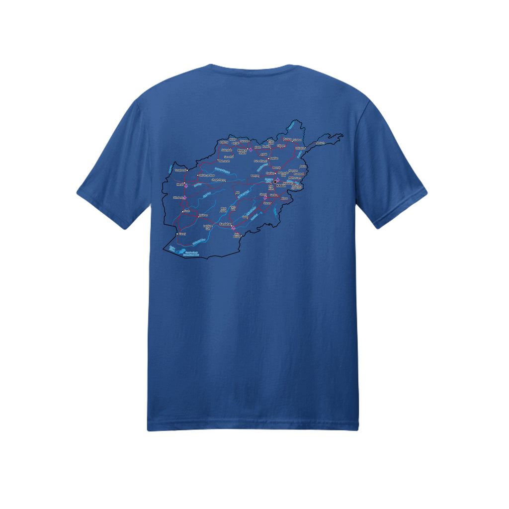 Afghanistan Veteran Detailed Map T-Shirt - Royal (Back) | Ironsight Syndicate