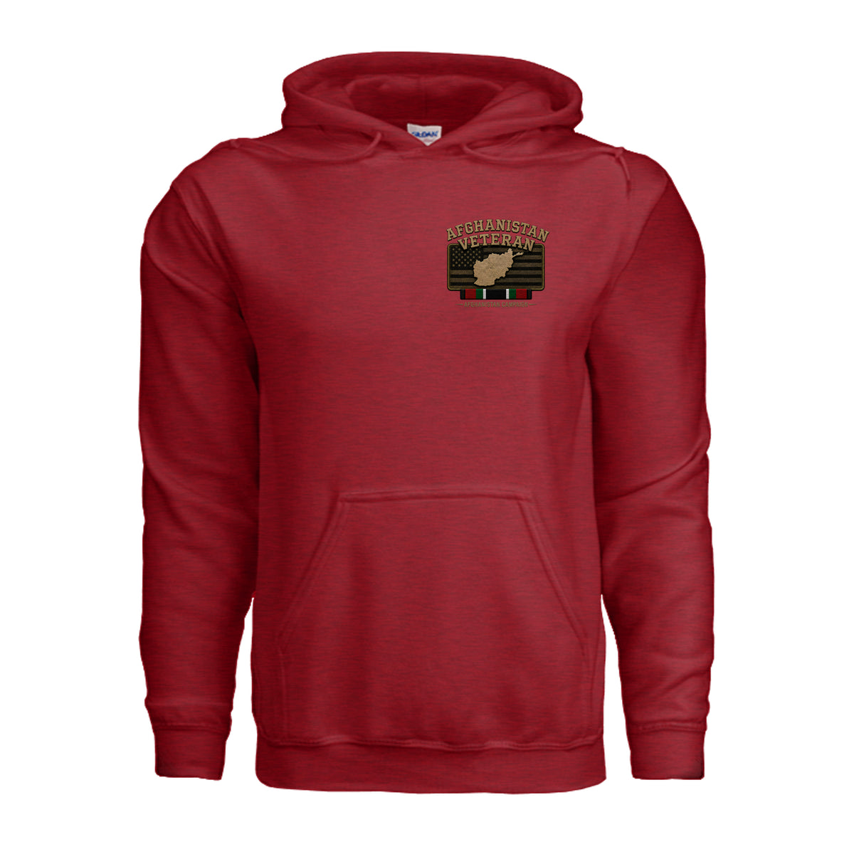 Afghanistan Veteran Detailed Map Hoodie - Antique Cherry Red | Ironsight Syndicate