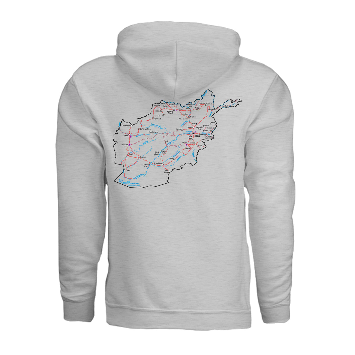 Afghanistan Veteran Detailed Map Hoodie - Ash (Back) | Ironsight Syndicate