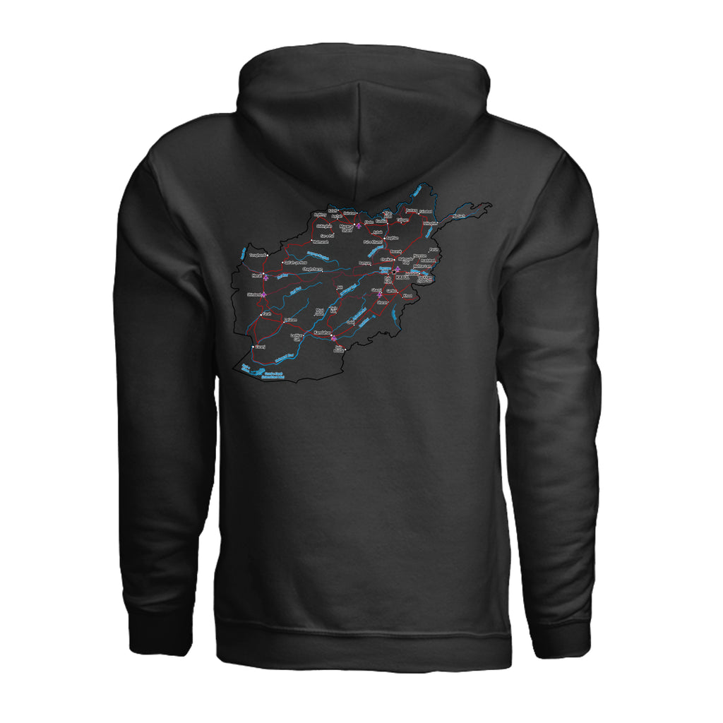 Afghanistan Veteran Detailed Map Hoodie - Black (Back) | Ironsight Syndicate