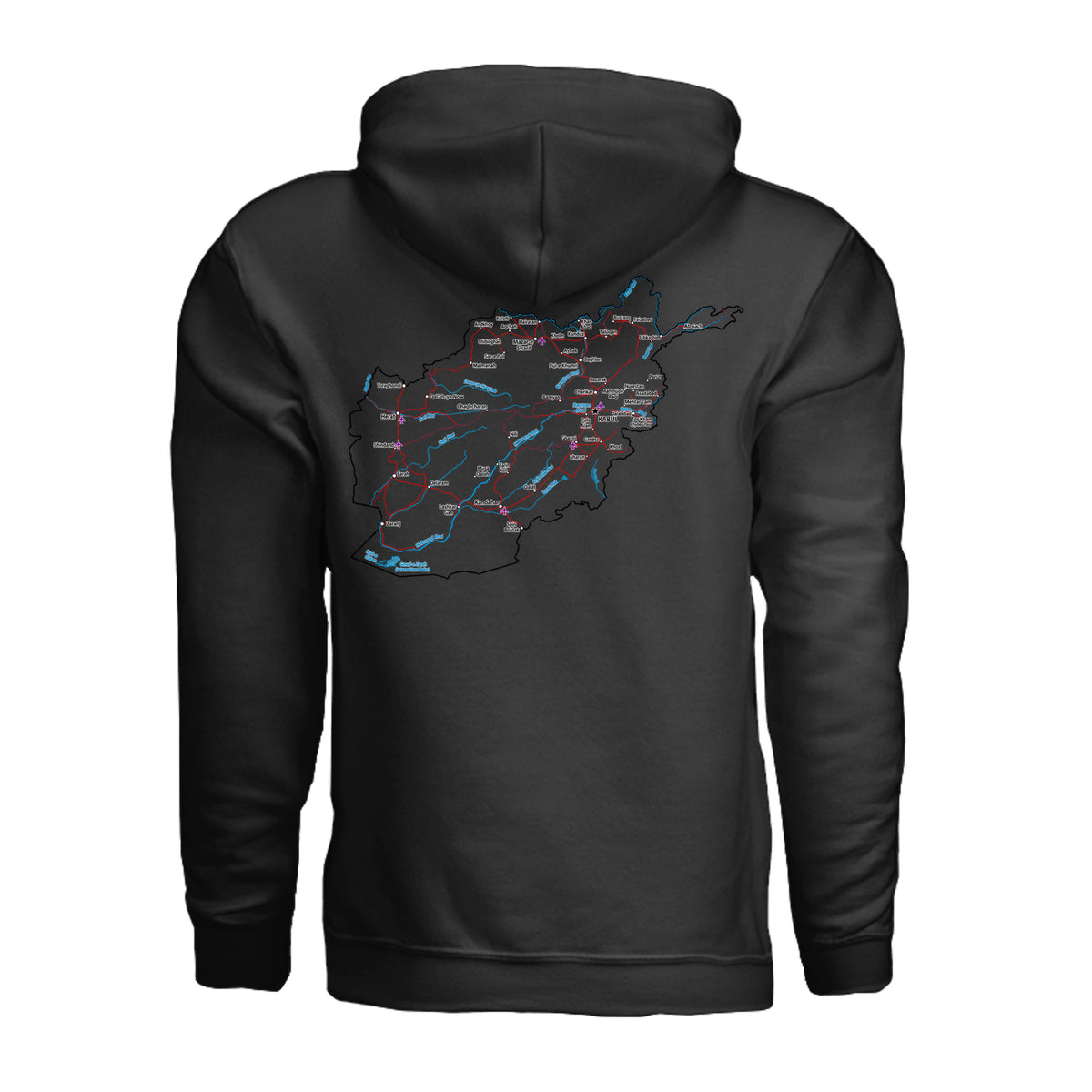 Afghanistan Veteran Detailed Map Hoodie - Black (Back) | Ironsight Syndicate