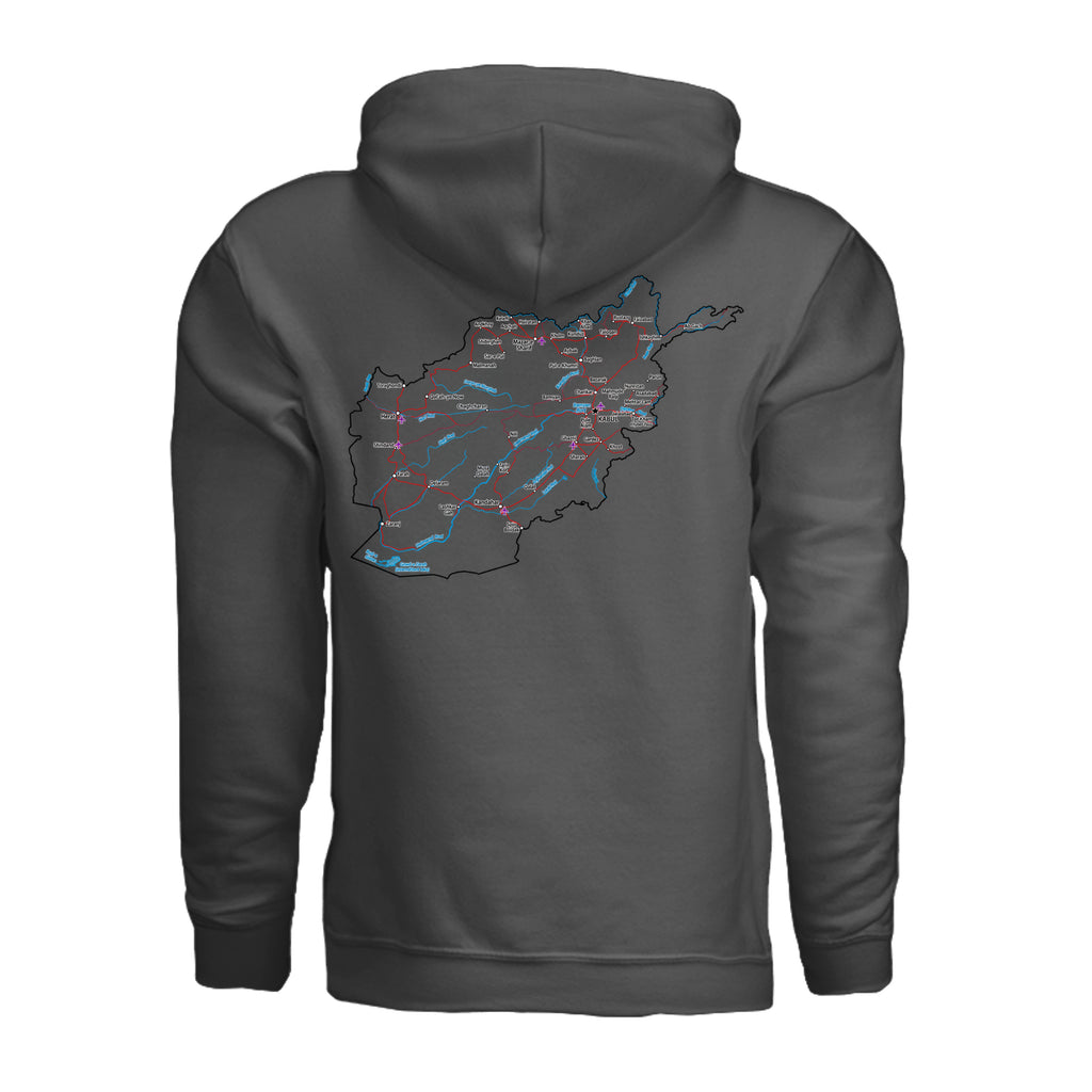 Afghanistan Veteran Detailed Map Hoodie - Charcoal (Back) | Ironsight Syndicate