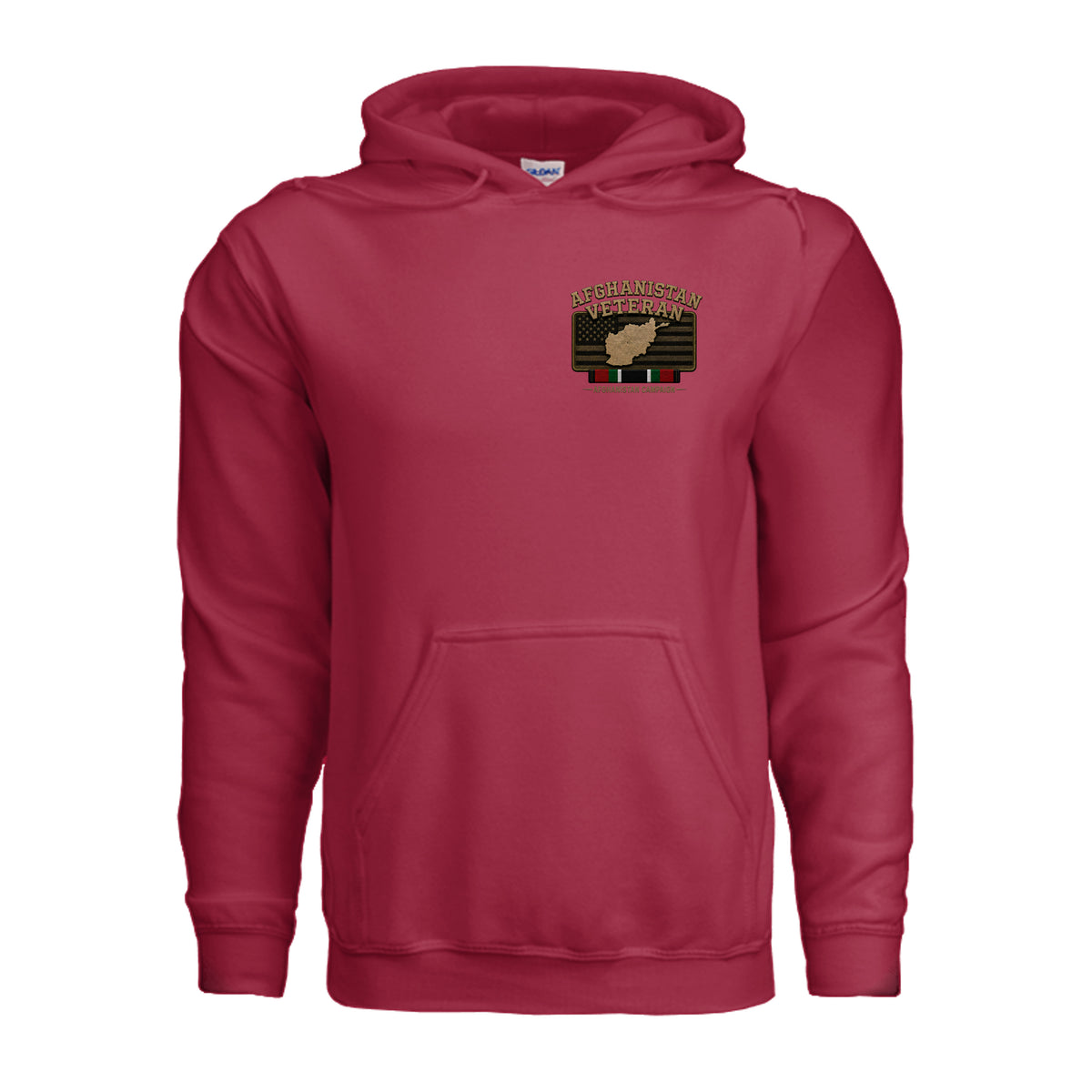 Afghanistan Veteran Detailed Map Hoodie - Cherry Red | Ironsight Syndicate