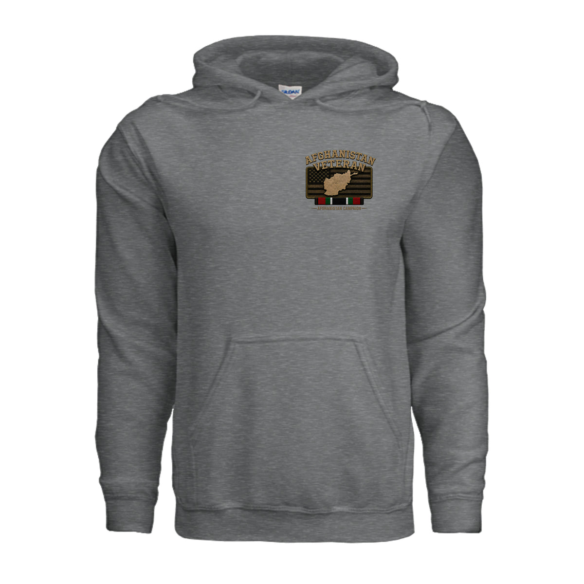 Afghanistan Veteran Detailed Map Hoodie - Fan Charcoal Heather | Ironsight Syndicate