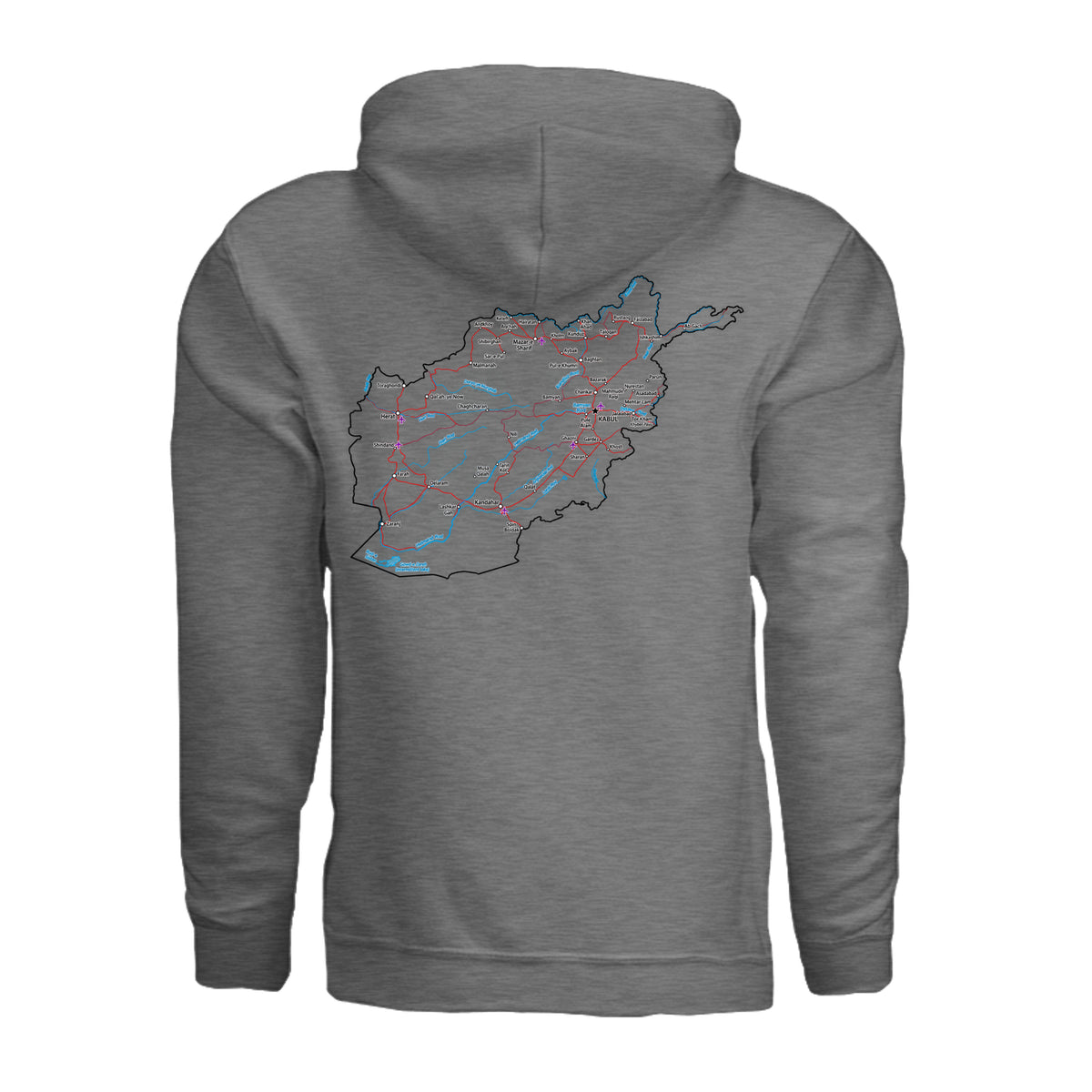 Afghanistan Veteran Detailed Map Hoodie - Graphite Heather (Back) | Ironsight Syndicate