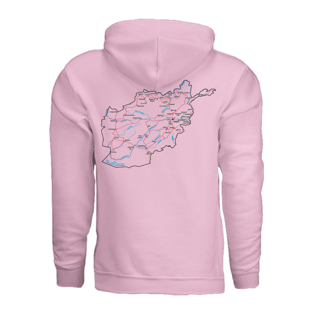 Afghanistan Veteran Detailed Map Hoodie - Light Pink (Back) | Ironsight Syndicate
